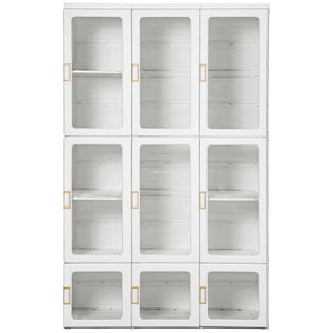 Small Apartment Bedroom Closet Foldable Portable Closet with Cube Storage Hanging Rods Magnet Doors, White
