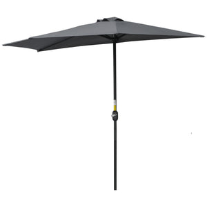 9.8ft Half Umbrella Semi Round Patio Parasol with Crank Handle, Top Vent for Garden – view 2