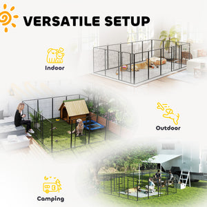 16 Panels Dog Playpen with Straps, Portable & DIY, for Small Dogs, for Yard, RV, Camping, Garden, 24" Height