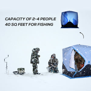 4-Person Pop-up Ice Fishing Tent, Insulated Ice Fishing Shelter with Ventilation Windows, Double Doors and Carry Bag, for Low-Temp -22℉