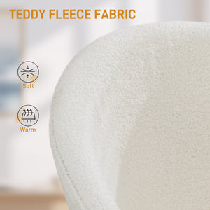 Office Chair, Teddy Fleece Upholstered Vanity Desk Chair, Cream White