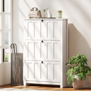 Slim Shoe Cabinet with 3 Flip Drawers, Shoe Storage Cabinet with Adjustable Shelves for Entryway – view 14
