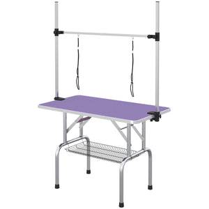 Adjustable Dog Grooming Table with 2 Safety Slings, Storage Basket, Black – view 29