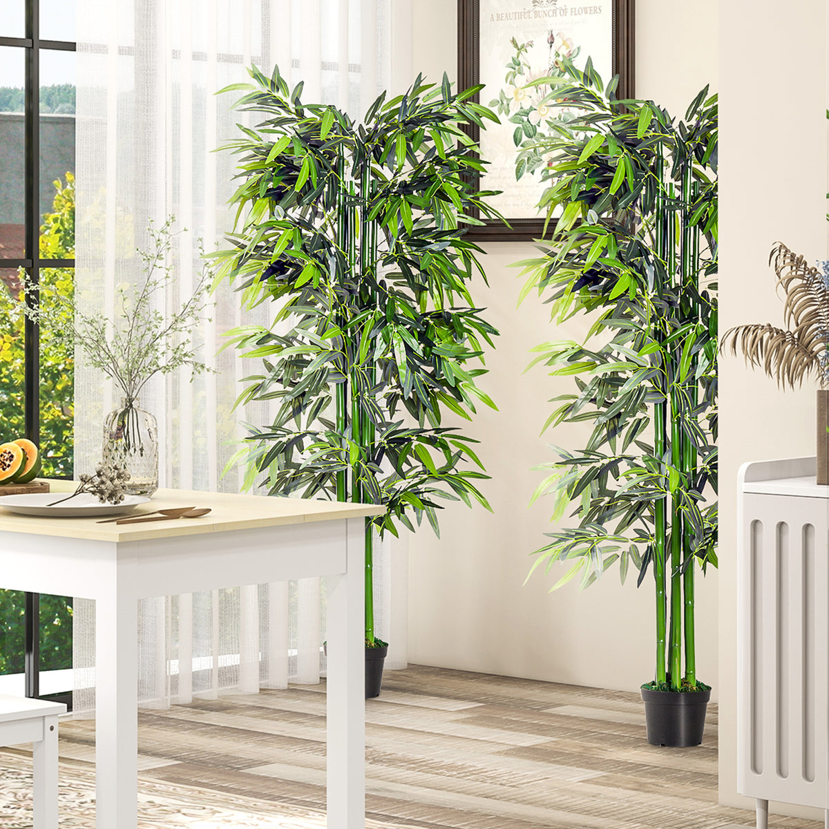 Set of 2 6FT Artificial Bamboo Tree Fake Decorative Plant with Nursery Pot for Indoor Outdoor Décor
