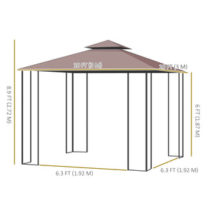 10'x10' Soft-top Steel Patio Gazebo Outdoor Sun Shelter with 2-Tier Polyester Roof, Curtain Sidewalls, Beige – view 16
