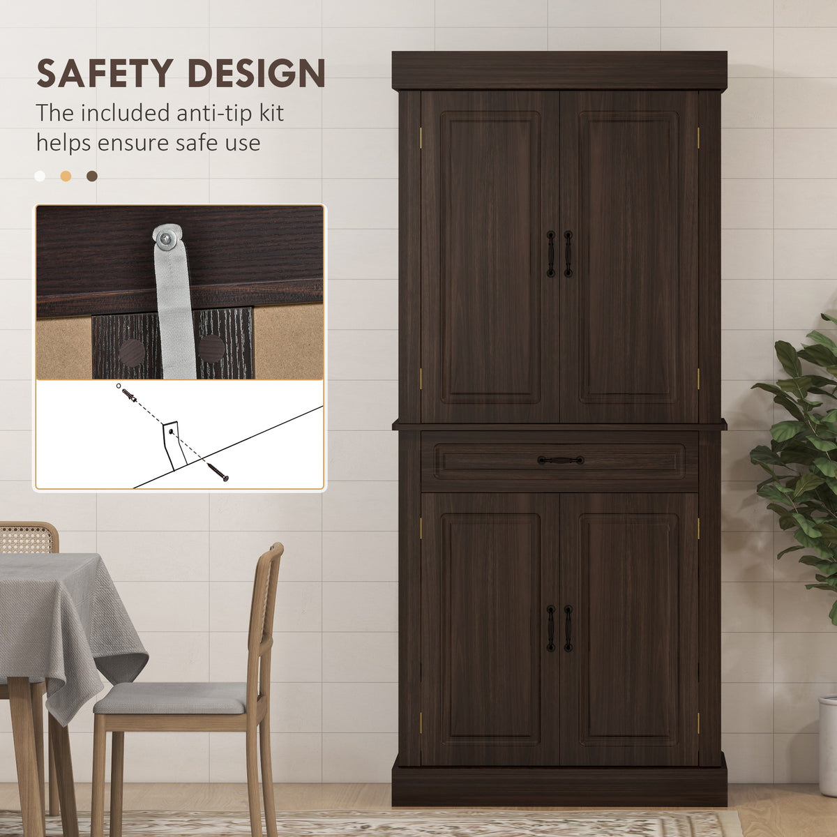 71" Freestanding Kitchen Pantry with 4 Doors and 2 Cabinets, Tall Storage Cabinet for Kitchen – view 11