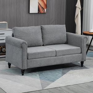 Vintage Loveseat, Upholstered Love Seat Furniture, Chenille-feel Fabric 2 Seater Sofa Couch with Rolled – view 21