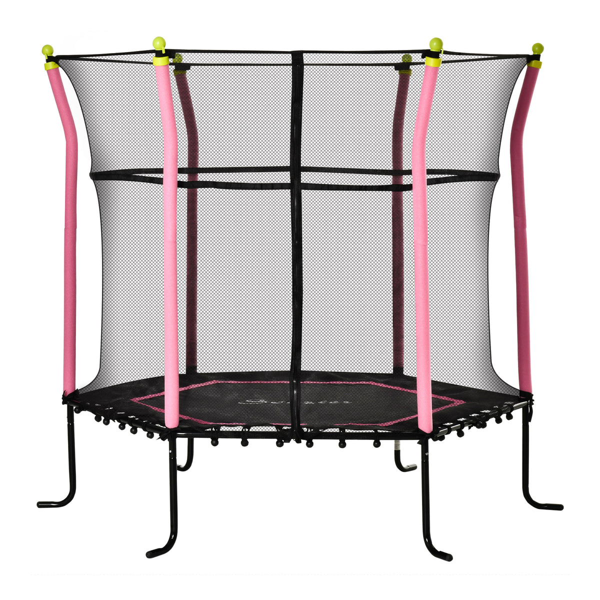 Soozier 63" Kids Trampoline Mini Indoor Bouncer Jumper with Enclosure Net Elastic Thick Padded Pole Gift for Child Toddler Age 3-6 Years Old