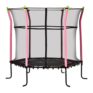 Soozier 63" Kids Trampoline Mini Indoor Bouncer Jumper with Enclosure Net Elastic Thick Padded Pole Gift for Child Toddler Age 3-6 Years Old