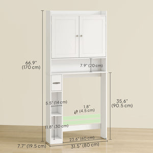 Modern Over the Toilet Storage Cabinet with 2 Doors, Above Commode Storage Cabinet with Toilet Paper – view 9