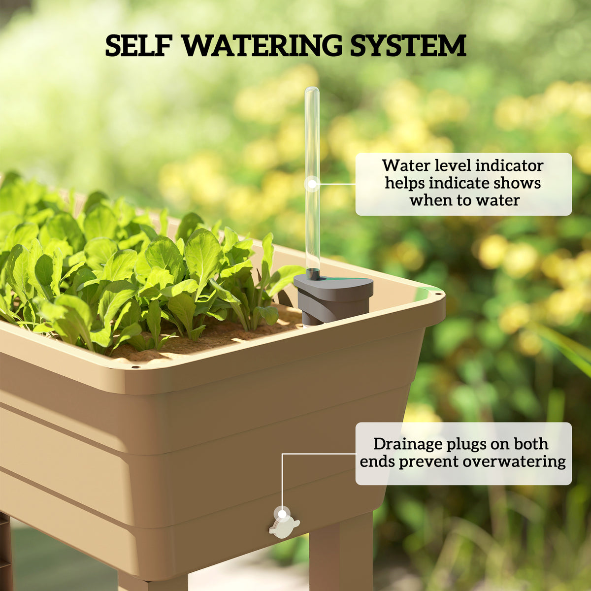 41L Self Watering Raised Garden Bed w/ Ventilation Transparent Lid Greenhouse – view 12