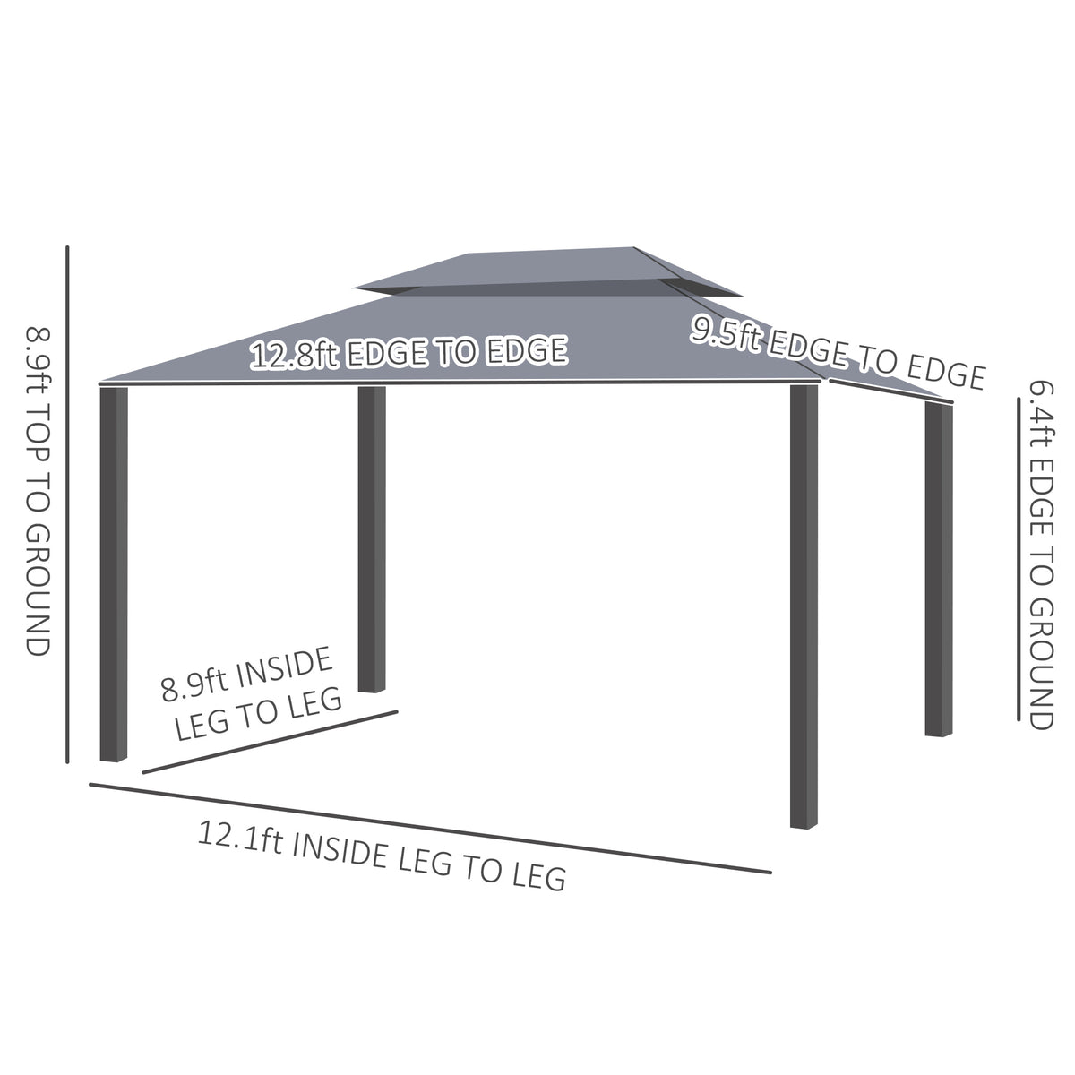 13' x 10' Patio Gazebo, Double Roof Outdoor Gazebo Canopy Shelter with Netting & Curtains – view 9