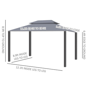 13' x 10' Patio Gazebo, Double Roof Outdoor Gazebo Canopy Shelter with Netting & Curtains – view 9