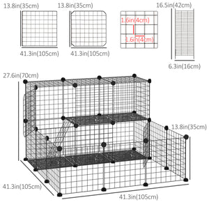 Small Animal Cage Rabbit Cage with Door, Guinea Pig Playpen, Small Animal Fence for Bunny, Chinchilla, Freret, Chinchilla, Indoor and Outdoor Use, Total 31 Panels, 41.3" x 41.3" x 27.6"