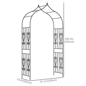 8.7FT Garden Arch Trellis, Outdoor Wedding Arbor for Ceremony with Scrollwork Design for Climbing Roses, Vines and Plants