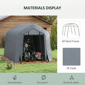 8' x 6' Carport with Sidewalls and Roll-up Door, Outdoor Storage Shelter for Motorcycle and Car, Grey – view 17