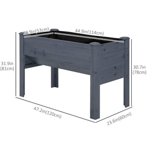 Wooden Raised Garden Plant Stand Outdoor Tall Flower Bed Box with Hooks, 48" x 24" x 32", Nature Wood