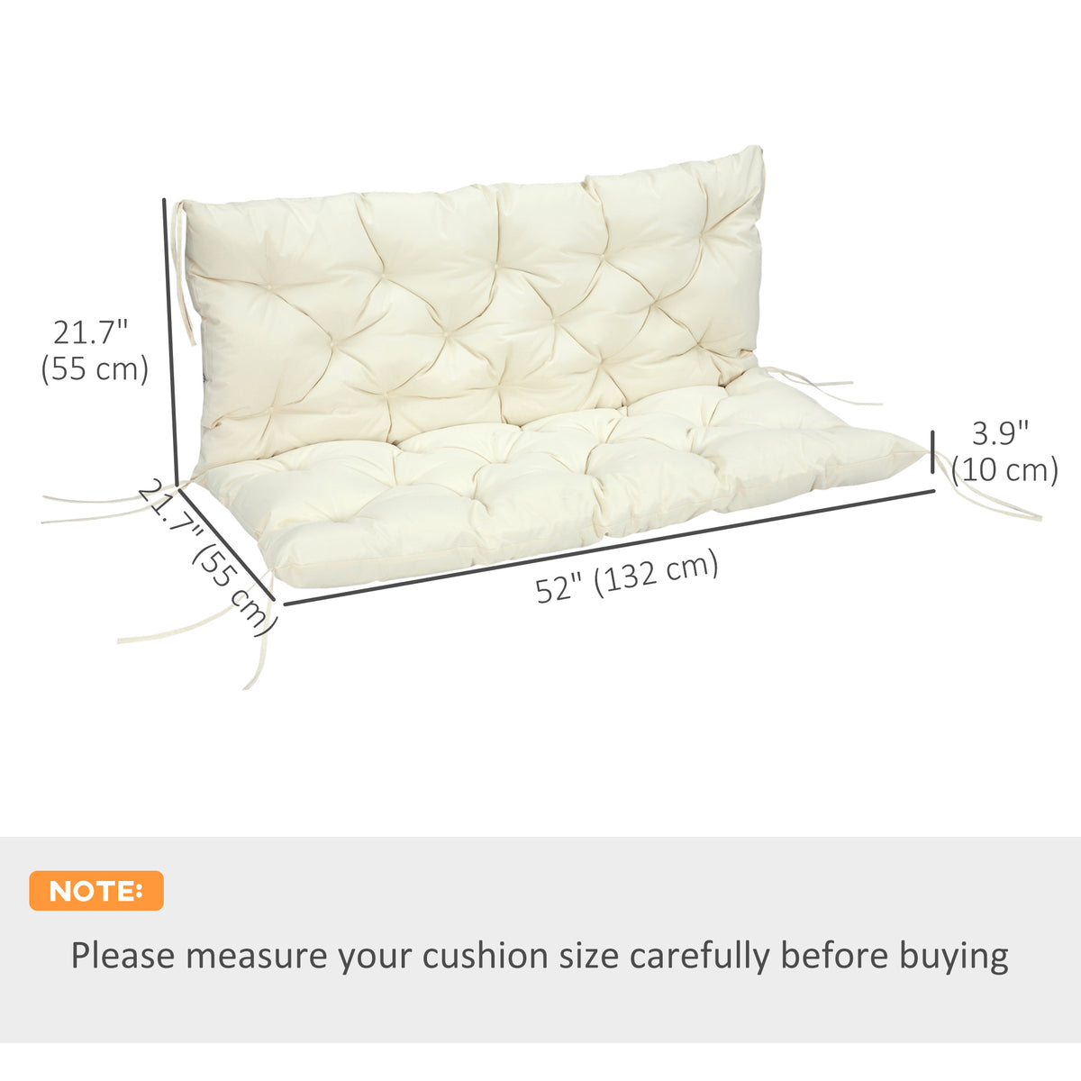 2 Seater Garden Bench Cushion, Soft Thick Outdoor Non-Slip 2 Seater Soft Pad With Backrest for Garden – view 9