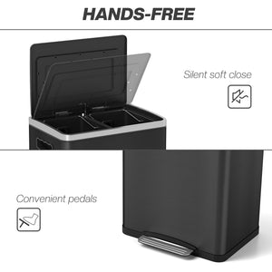 2x5.3 gal (2x20 L) Garbage Bin, Stainless Steel Garbage Can with Soft-Close Lid and Removable Inner – view 4