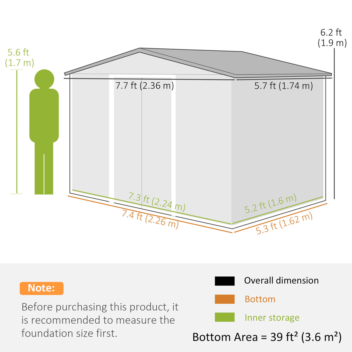 8' x 6' Outdoor Storage Shed, Metal Garden Tool Storage House with Lockable Sliding Doors and Vents for – view 2