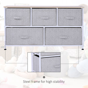 Linen Drawer Cabinet Organizer Storage Dresser Tower with 5 Removable Drawer Metal Frame Adjustable Feet – view 5