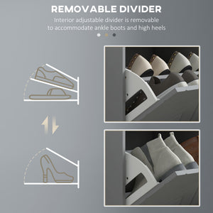 Shoe Storage with Seat, Upholstered Hallway Bench, Shoe Bench with 2 Flip Drawers and 4 Vents for 8 Pairs of Shoes