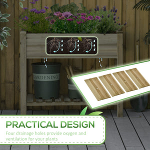 Elevated Planter Box with Legs and Storage Shelf, Raised Garden Bed, Elevated Wooden Planter Box, Green – view 8