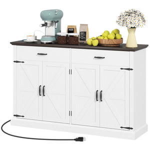 30" Buffet Cabinet, Farmhouse Sideboard with 1.2" Thick Top, 2 Barn Doors, Drawer and Adjustable Shelf – view 8