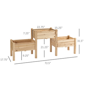 Freestanding Wooden Plant Stand, 3 Tier Raised Garden Bed for Vegetables, Herb and Flowers, Natural