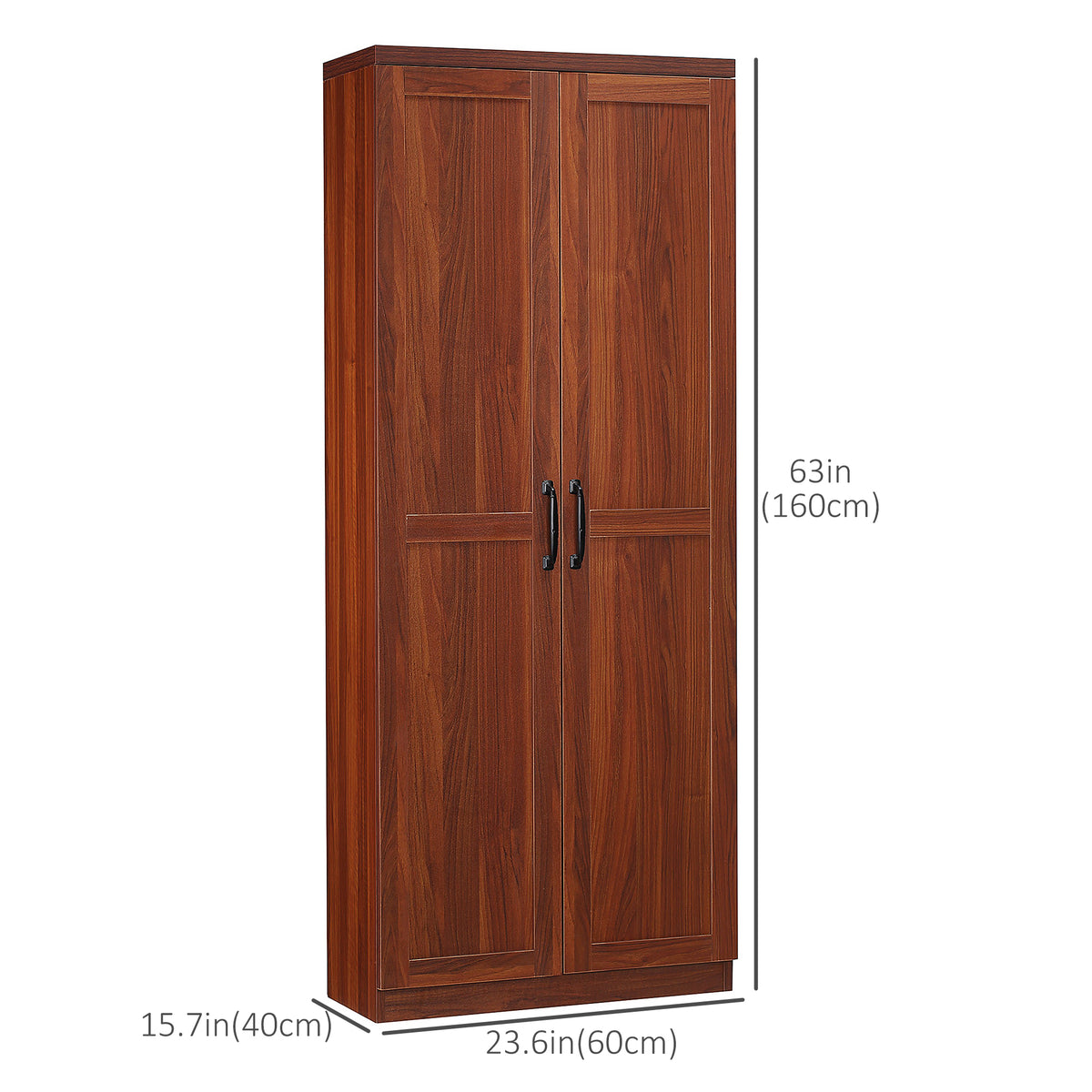 63" Kitchen Storage Cabinet, 5-tier Pantry Cabinet with Doors and Adjustable Shelves for Dining Room, Black – view 16