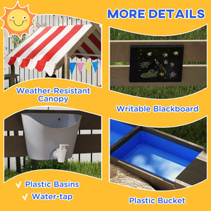 Outdoor Wooden Sandbox with Cover for 3-7 Years Old, Backyard, Brown – view 13