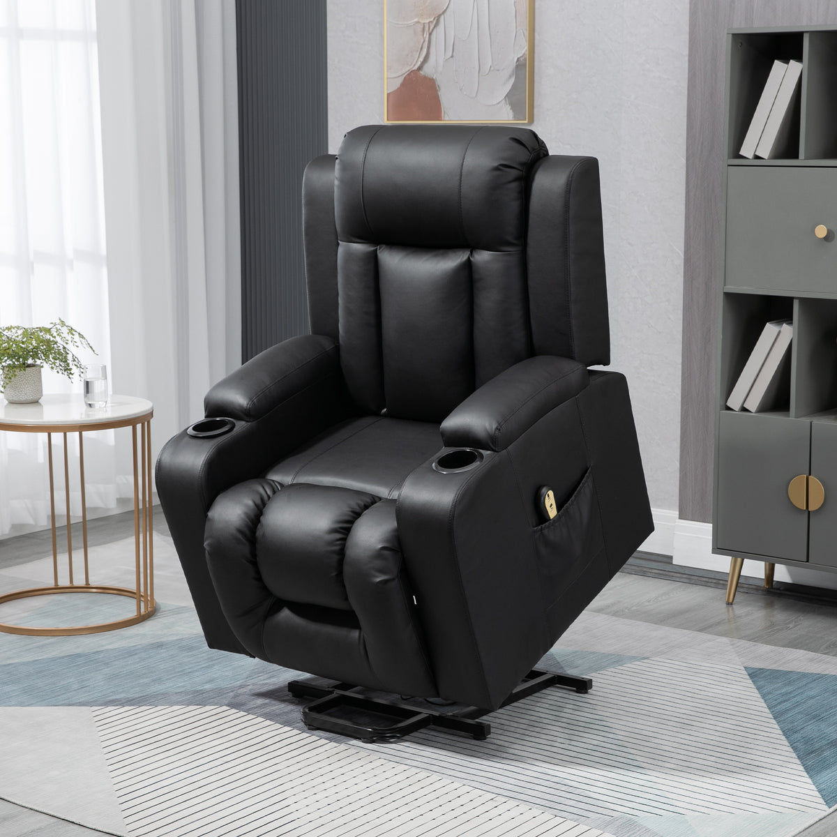 Power Lift Recliner Chair for Elderly, PU Leather Electric Recliner Chair with Footrest, Remote Control – view 7