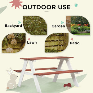 Kids Outdoor Table Set Wooden Toddler Picnic Table and Benches for 4 Kids 3-8 Years, Easy Installation, Natural Wood