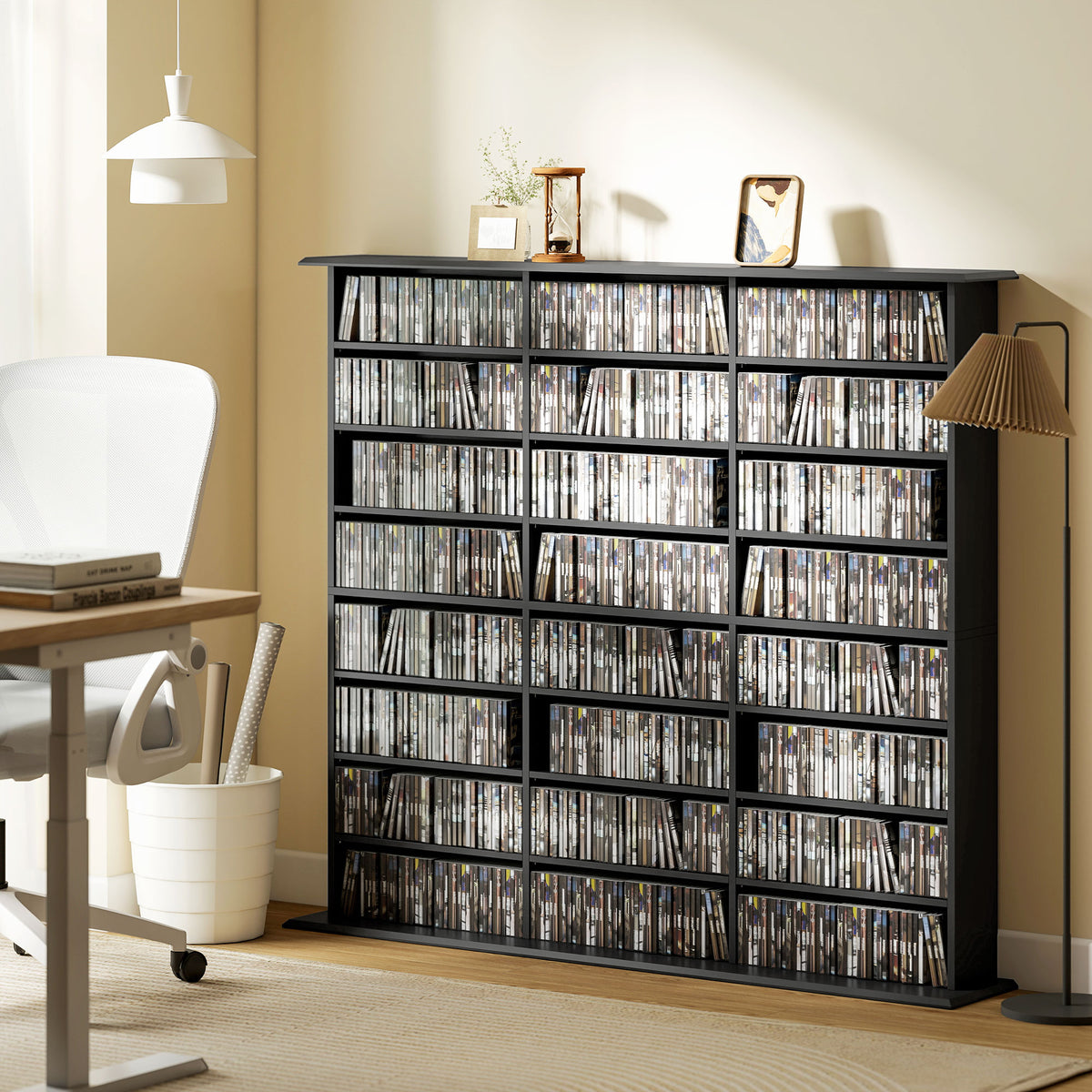Media Storage Cabinet, 8-Tier DVD Shelf with 18 Adjustable Shelves, Holds 1032 CDs, 594 DVDs or Blu-rays – view 7