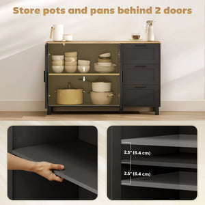 Buffet Cabinet with Soft-Close Doors, Modern Sideboard with 3 Drawers for Living Room, Kitchen – view 3