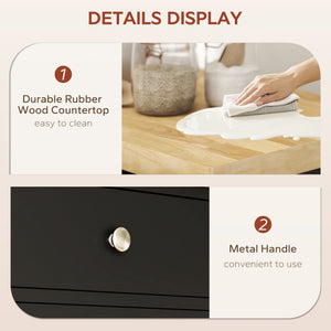Kitchen Cart on Wheels, Rolling Kitchen Island Cart with Wood Top, Towel Rack – view 12