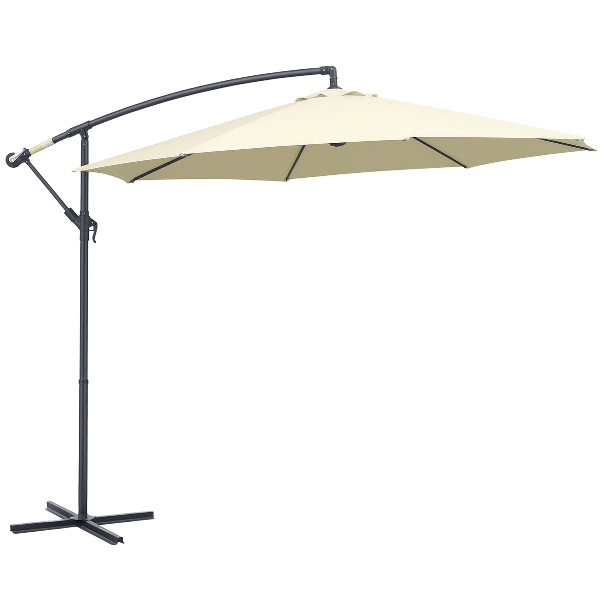 10' Deluxe Patio Umbrella Outdoor Market Parasol Banana Hanging Offset Sunshade Crank Cross Base Black – view 8
