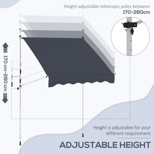 6.6'x5' Manual Retractable Patio Awning Sun Shelter Window Door Deck Canopy, Water Resistant UV Protector – view 3