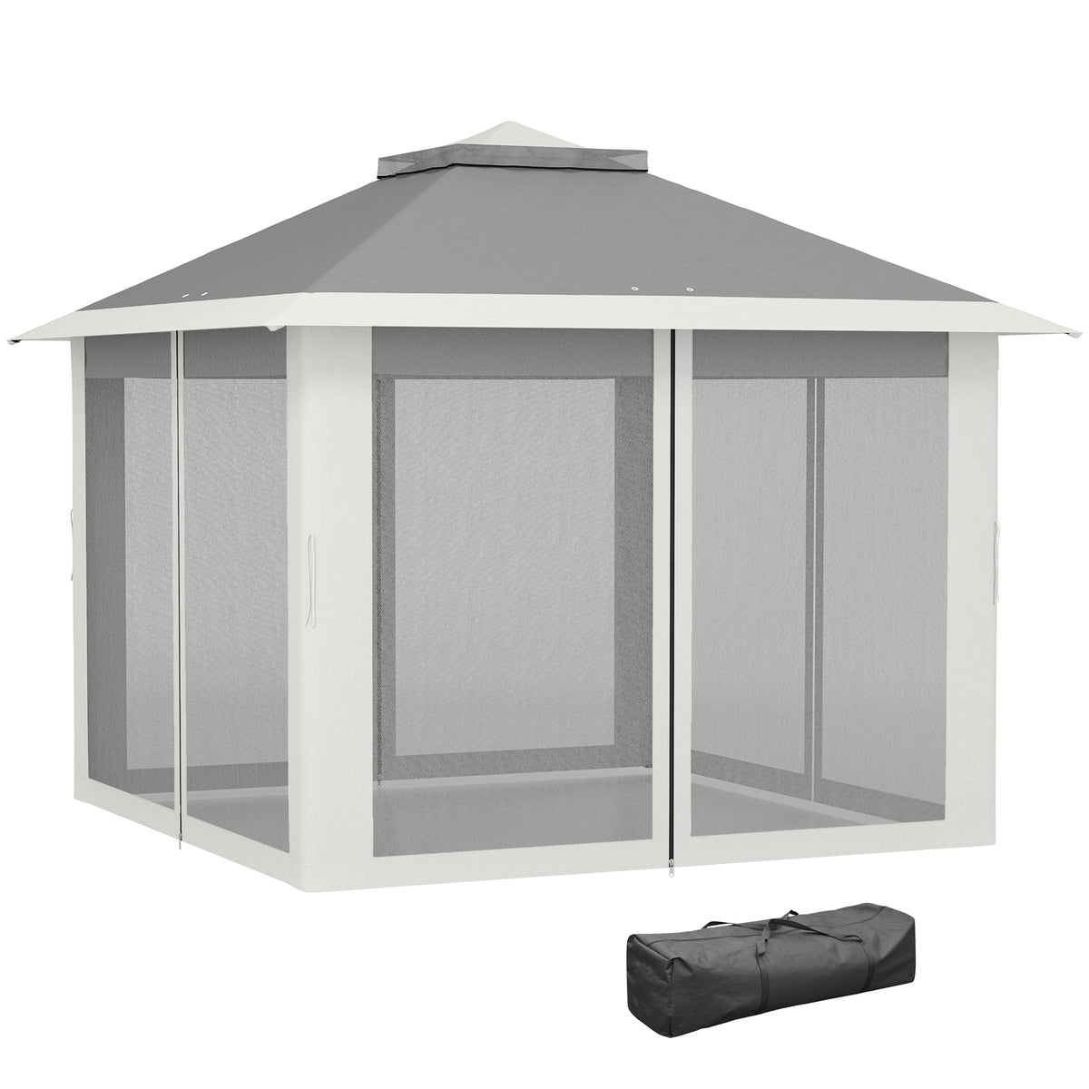 11' x 11' Pop Up Gazebo, Double Roof Foldable Height Adjustable Canopy Tent with Mesh Sidewalls – view 8