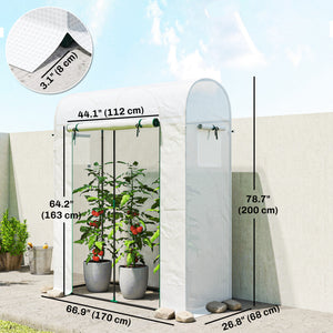 Mini Greenhouse, Portable Garden Green House with Roll-up Door and Mesh Windows, 6' x 2' x 6.6', Green – view 9