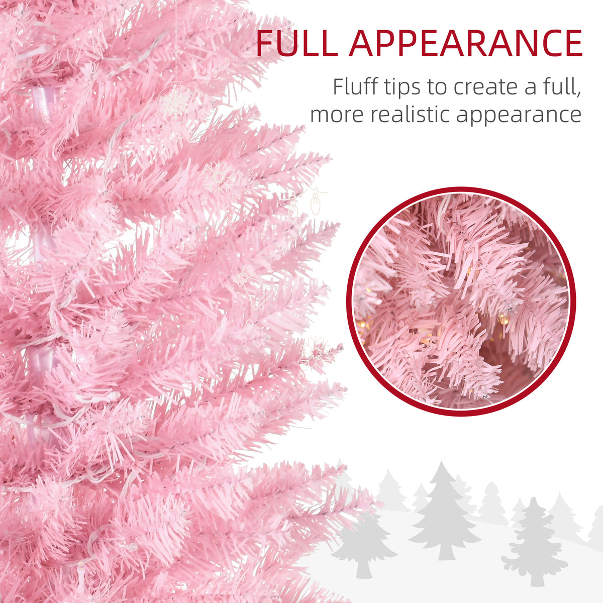 6' Pre Lit Artificial Pencil Christmas Trees, Xmas Tree with Realistic Branches and Warm White LED Lights – view 19