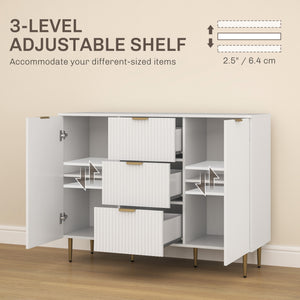 Modern Kitchen Storage Cabinet, Sideboard Buffet Cabinet w/ 3 Drawers and Adjustable Shelves for Kitchen – view 18