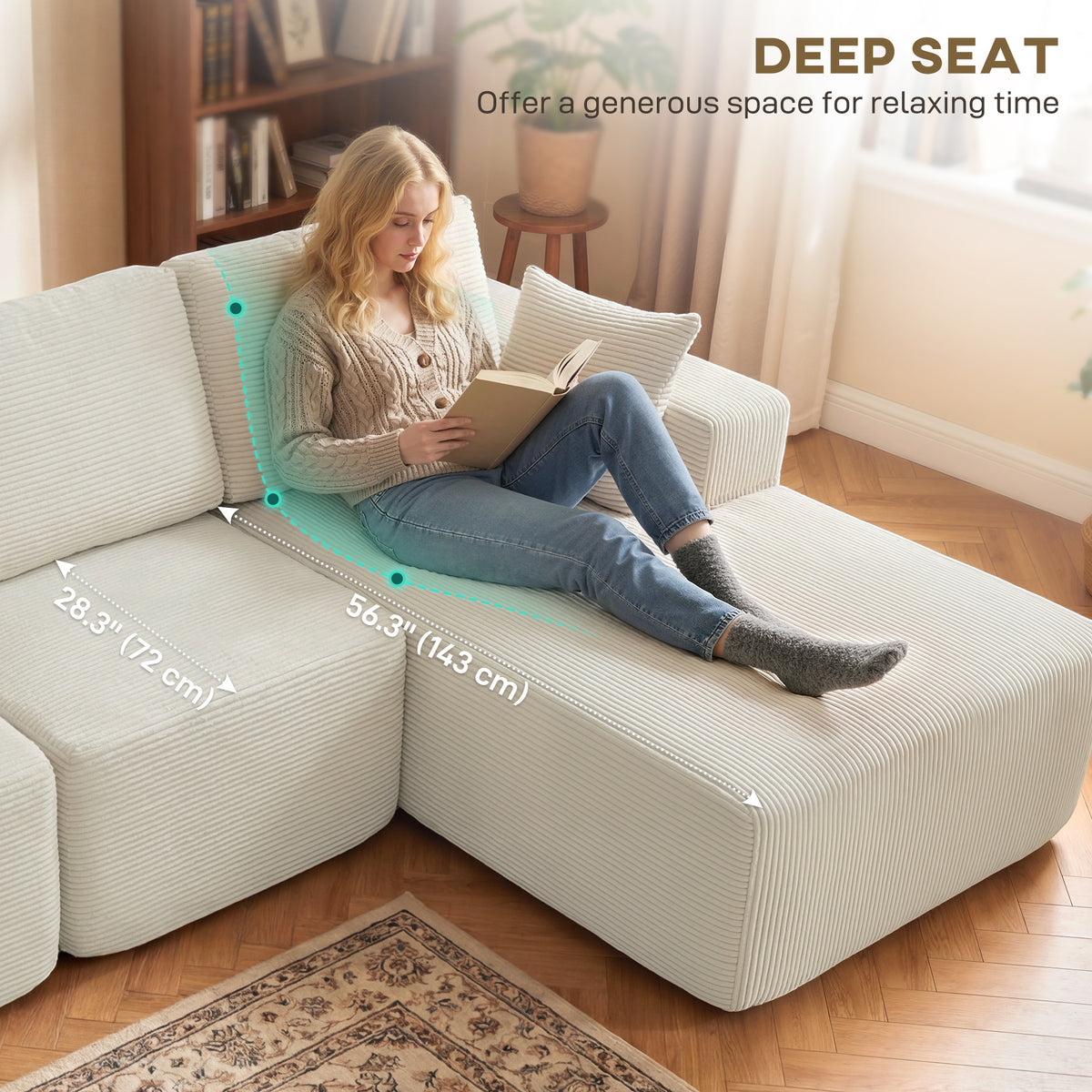 2-in-1 Modular Sectional Sofa, Boneless L Shaped Couch Sofa Bed, Dark Grey – view 12