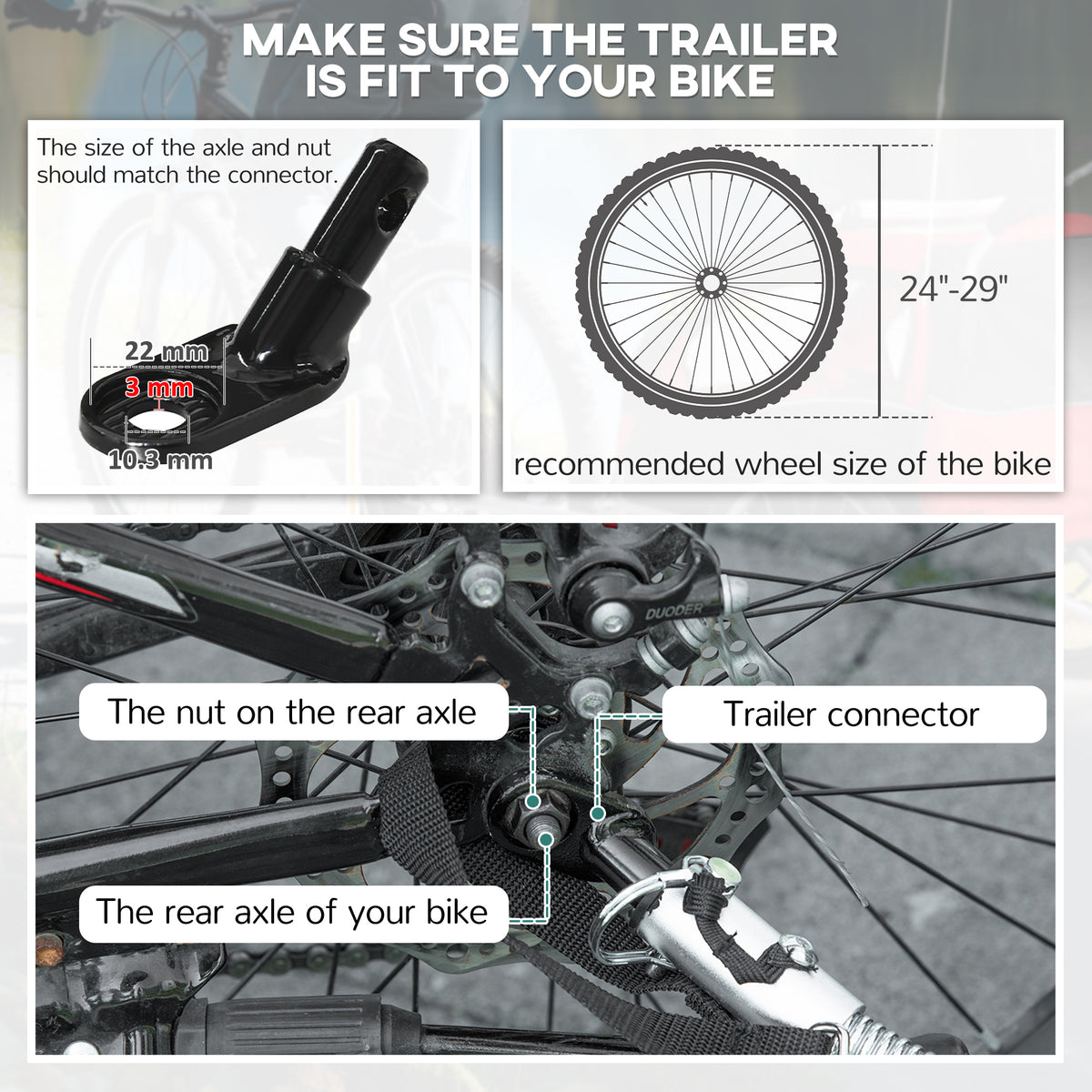 Aosom 2-in-1 Bike Trailer for Kids, Foldable 2-Seat Baby Stroller with 5-Point Harness, Rubber Wheels, Storage Bag