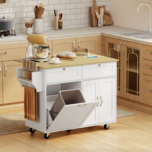 Kitchen Island Cart with Charging Station and Drop Leaf – view 12