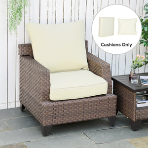 Patio Chair Cushions, Thick Deep Seat Outdoor Seat Cushion with Back Cushion, Cream White
