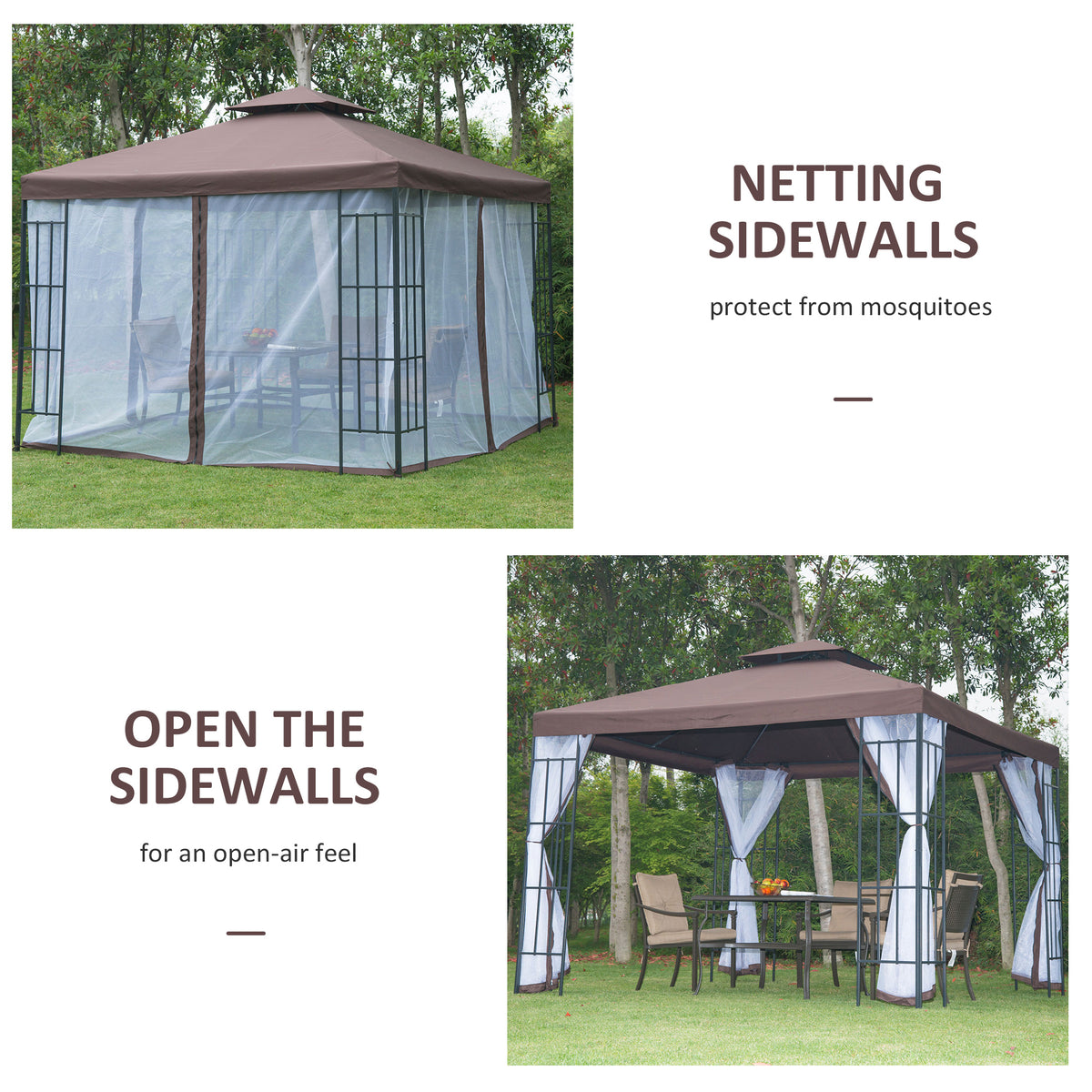 10'x10' Garden Gazebo Patio Canopy Portable Party Event Backyard w/ Mosquito Netting Coffee – view 5