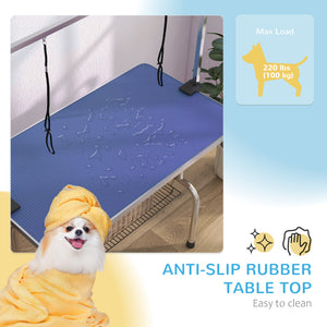 Adjustable Dog Grooming Table with 2 Safety Slings, Storage Basket, Black – view 11