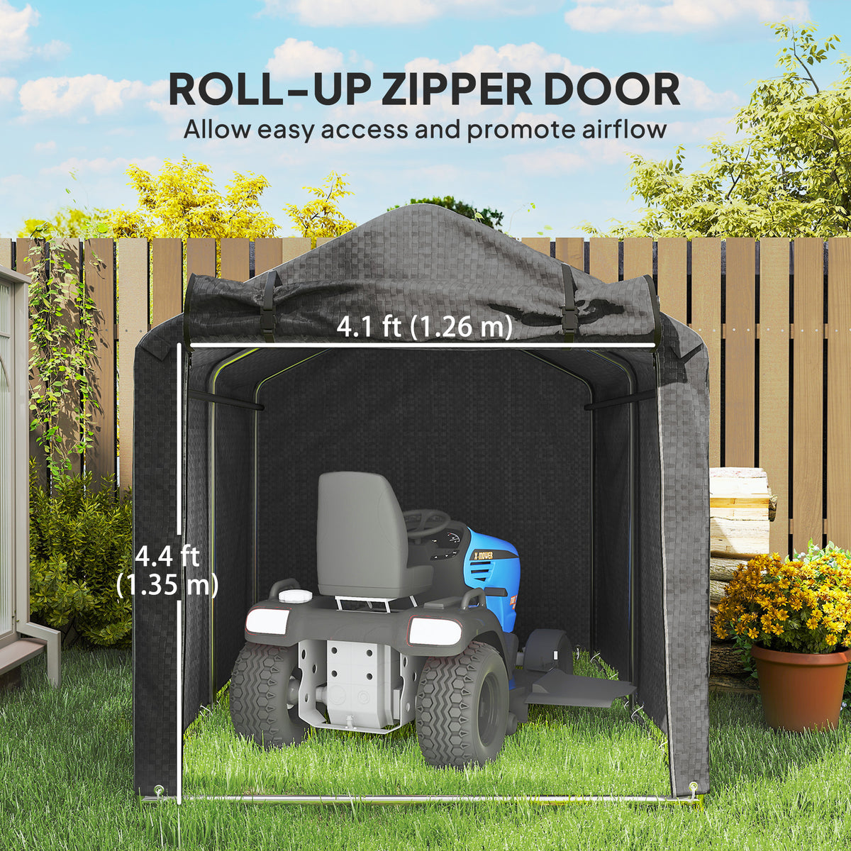Outdoor Storage Shed, UV Resistant Bike Tent with Roll-up Zipper Door, Portable Shed for Bike, Motorcycle – view 5