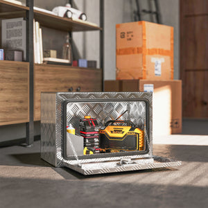 24 Inch Underbody Truck Tool Box, Heavy Duty Aluminum Tool Box, Storage Toolbox Chest Organizer with Lock and Keys